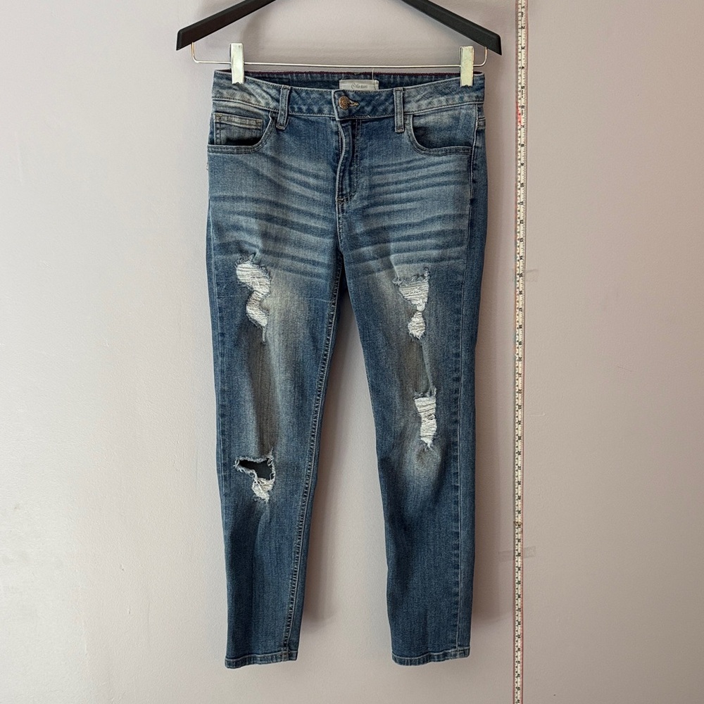 Cello Ripped Cropped Jeans in Blue